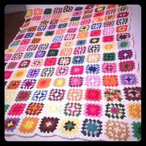 Crocheted Handmade Granny Square Quilt